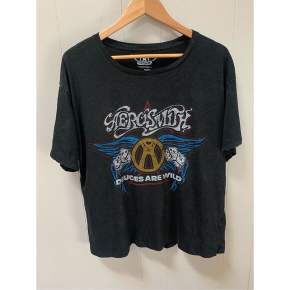 Aerosmith Graphic T-Shirt Women's Black Deuces Are Wild Large - Picture 1 of 5